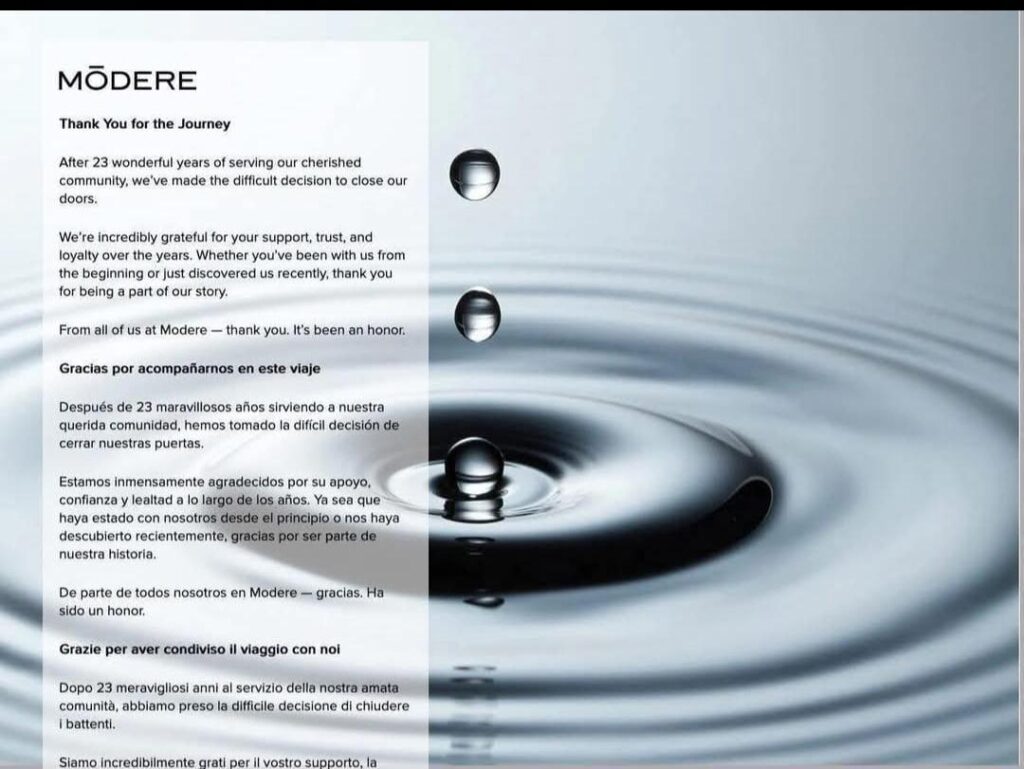 Modere Announces Closure 2